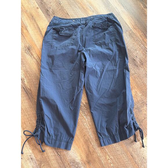 Caribbean Joe 100% Cotton navy twill capri pants 14 - Picture 2 of 8